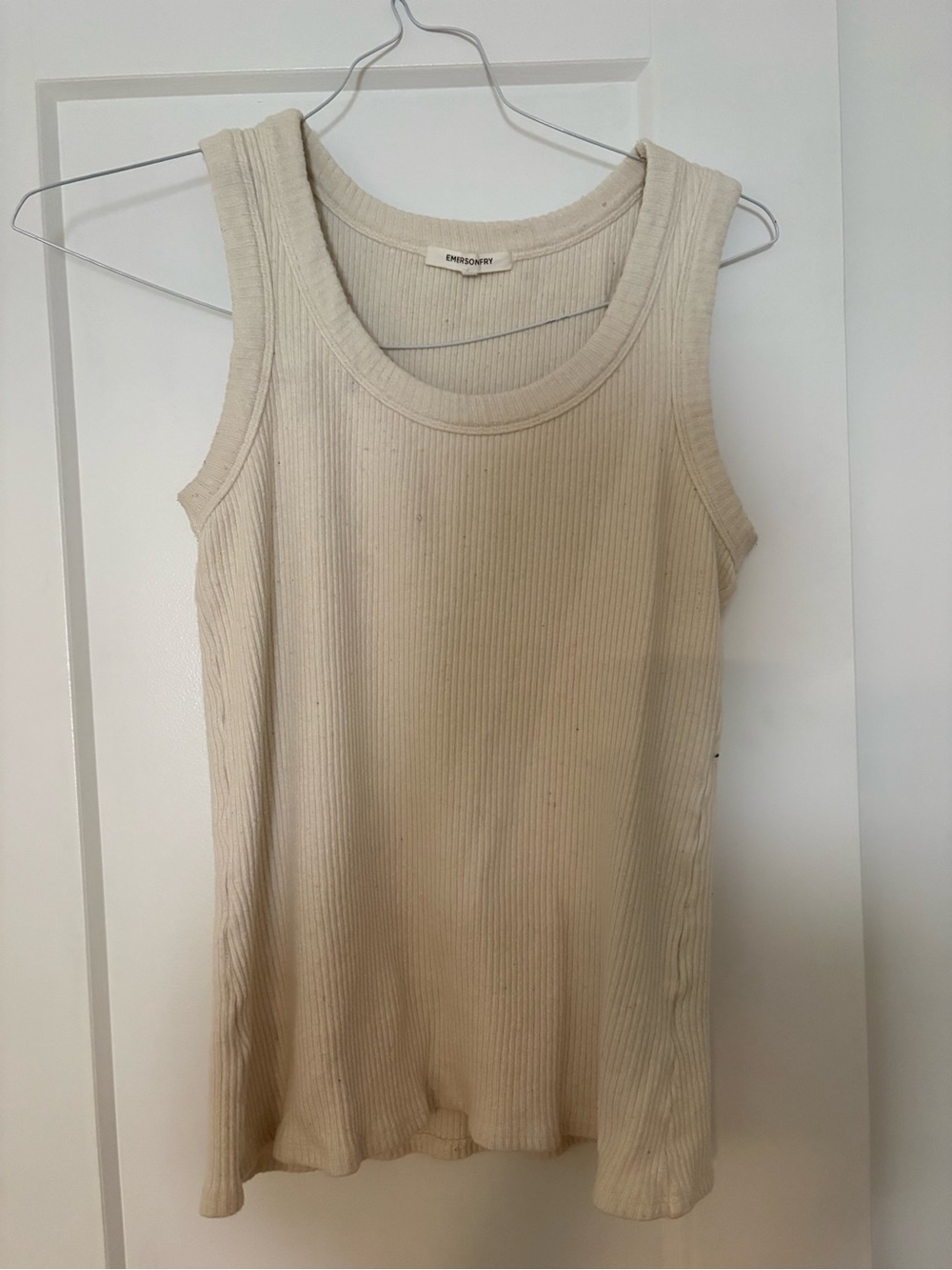 Emerson Fry Cream Ribbed Tank Top